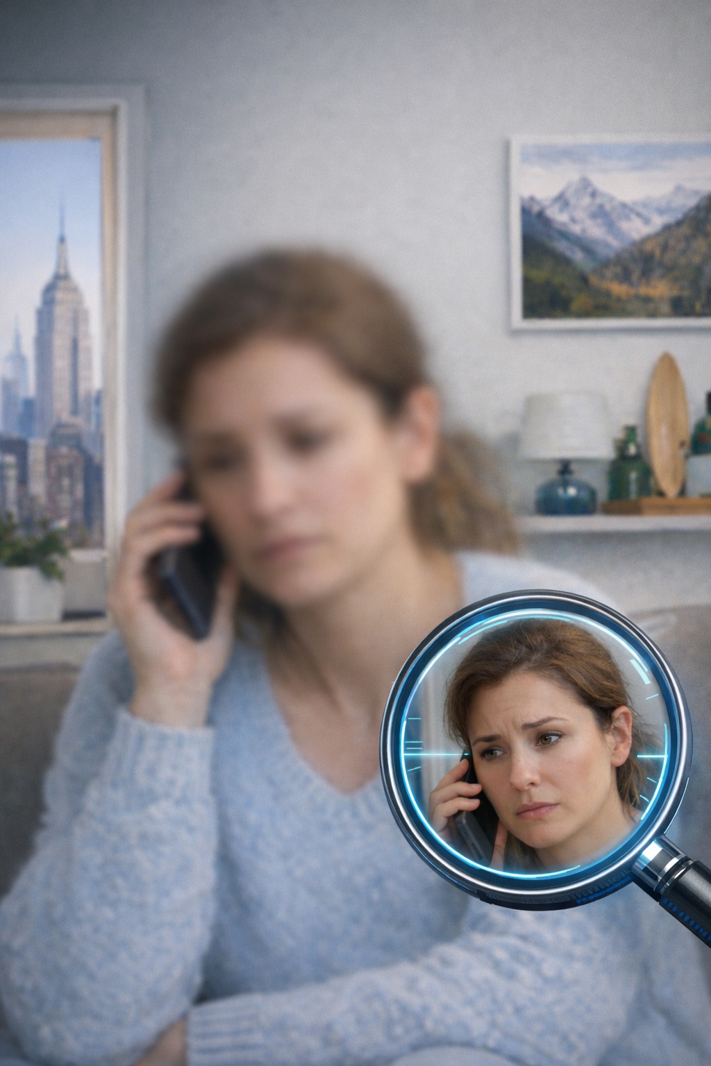 Blurred phone call recipient at home, illustrating unexpected outreach and privacy risk