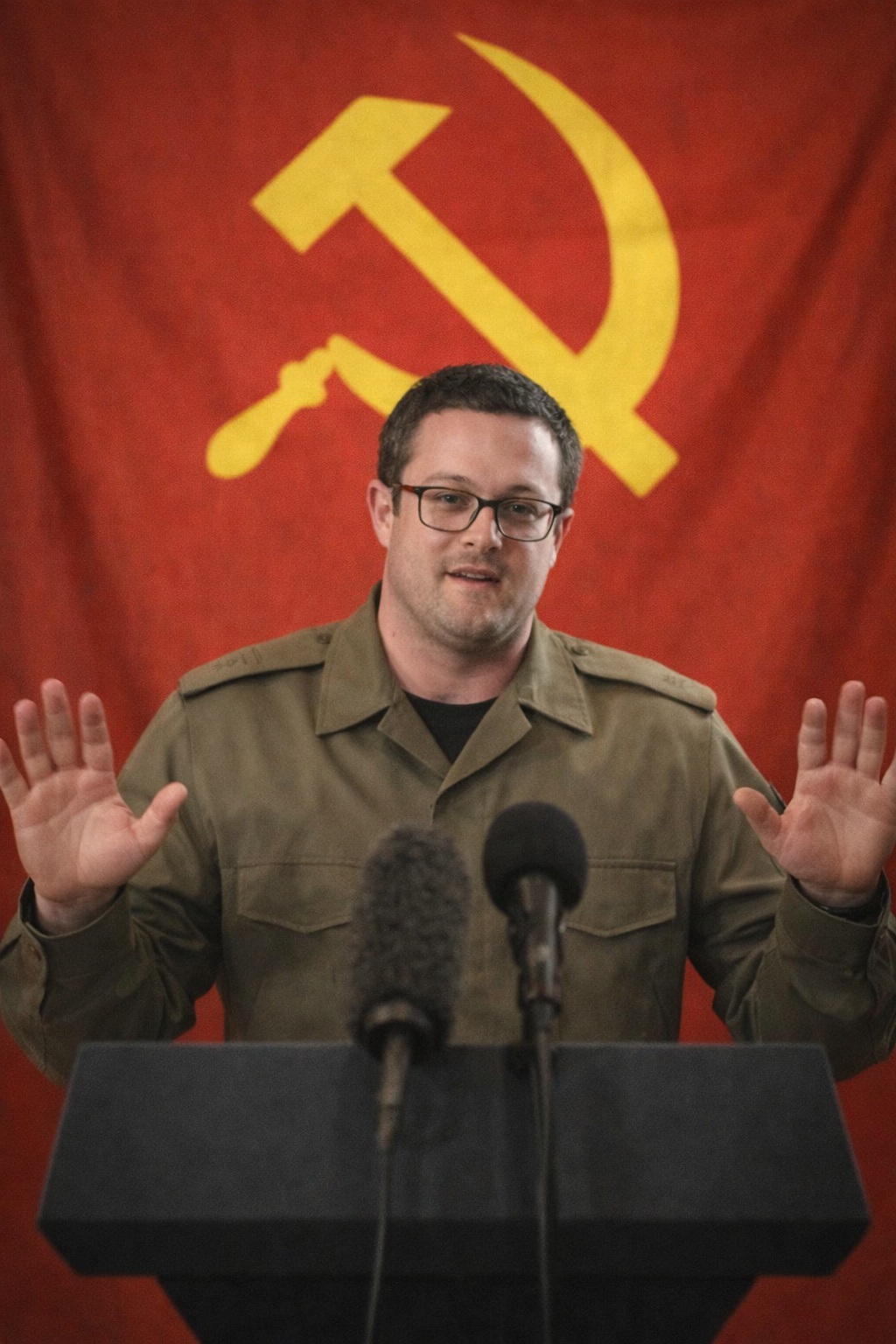 Screenshot from Paul Mulholland’s YouTube channel showing hammer-and-sickle imagery used prominently within the channel branding or on-screen layout.