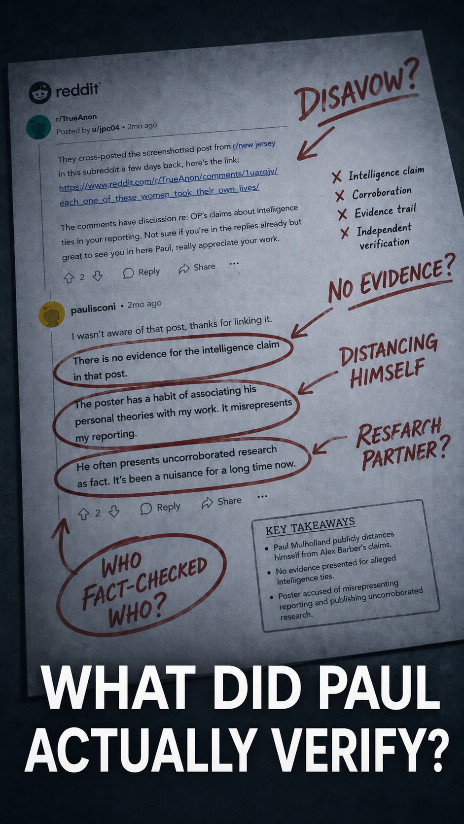 Paul Mulholland Disavows Alex Barber: What Did He Actually Verify?